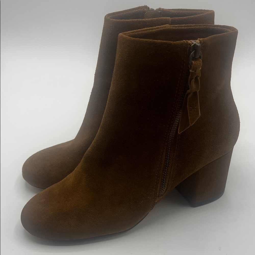 Splendid Brand Women's Brown Suede Block Heel Ankle Booties